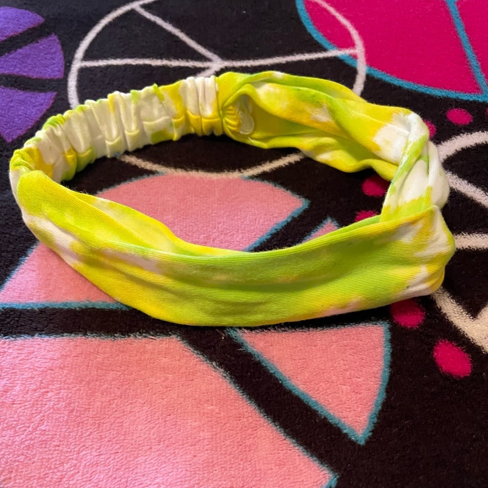 Green and White Tie-Dye Headband
